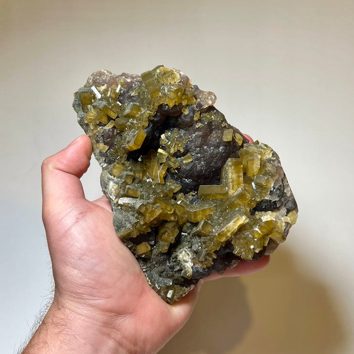 Cabinet size barite on fluorite display specimen from China