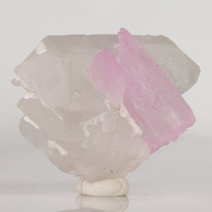 Reverse view of Afghan Kunzite specimen showing a broad pink crystal with fine parallel striations and pearly luster.