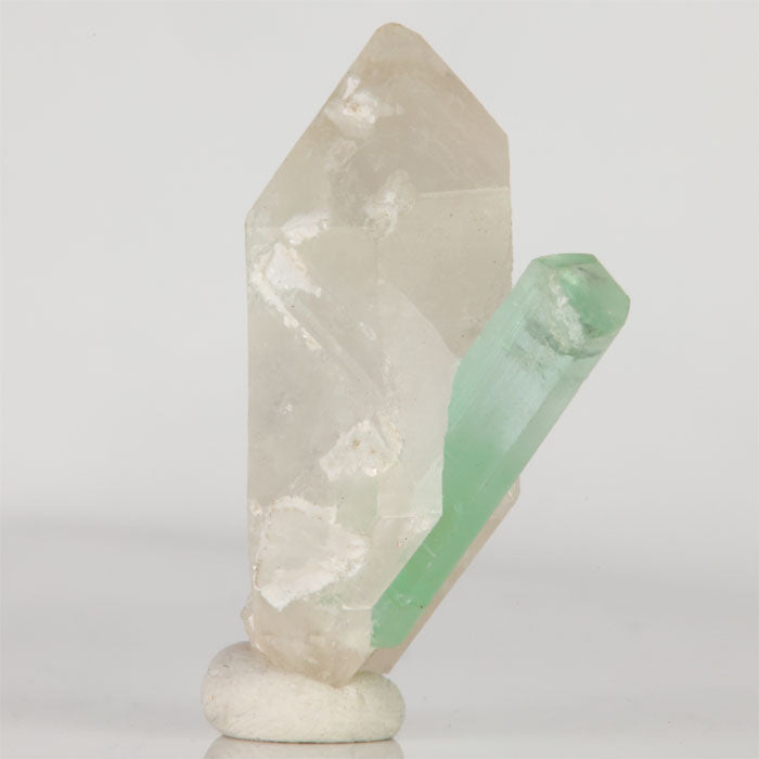 Reverse view of Afghan Tourmaline and Quartz specimen showing an angled green crystal with natural termination.