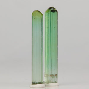 natural green tourmaline crystal pair with terminations