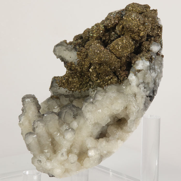 Kaiwu Mine calcite and pyrite association specimen with contrasting textures