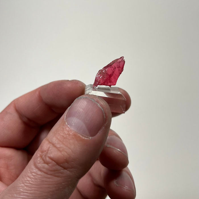 vivid pink rhodonite crystal specimen from brazil thumbnail mineral