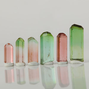 small tourmaline crystals lot varied colors green pink specimen set