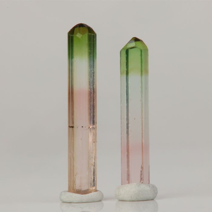 natural green and pink tourmaline crystals small collector pair africa