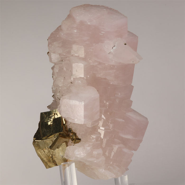 pink calcite with pyrite crystal cluster China Longyan