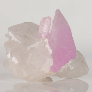 Pink Kunzite crystal blades growing on milky white Quartz from Mavi Pegmatite, Afghanistan.
