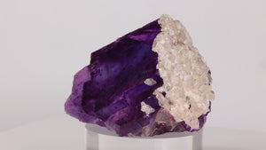 Raw Purple Fluorite and Calcite On Stand