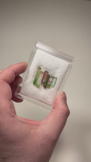 Congo tourmaline parcel elongated prismatic crystals