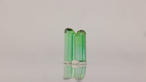 raw green tourmaline crystals small matched size pair display specimen