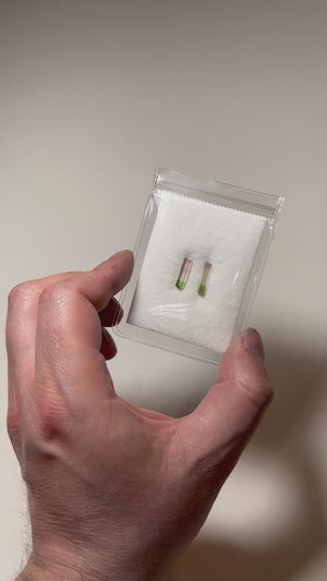 slender tourmaline crystal pair natural zoning and terminations