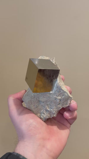 Natural Pyrite Crystal on Host Rock