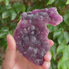 natural purple fluorite display piece with rosette-like crystal structure
