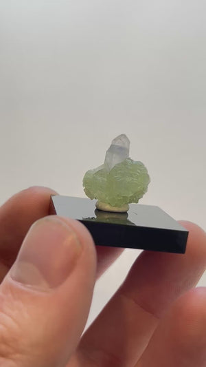 Green Prehnite Cluster with Quartz Point – 2.99g