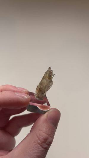 Champagne colored diaspore crystal cluster with strong vertical striations