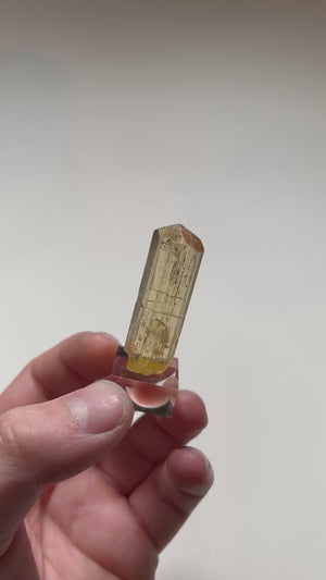 Tanzanian scapolite crystal with vertical striations and internal inclusions