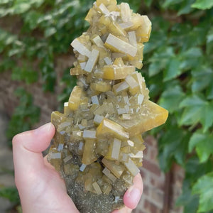 Natural barite mineral specimen displaying tabular crystal growth