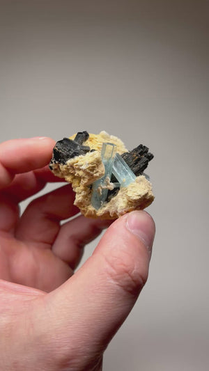 aquamarine schorl albite mineral specimen Pakistan