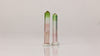 raw tourmaline crystals pair green and pink tones display specimen