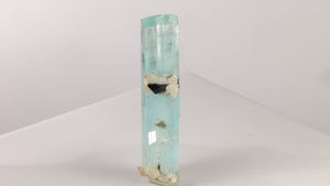 Tall Aquamarine Crystal Cluster with Black Mineral Inclusion Shigar Mine Pakistan 51.50 Grams