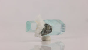 Double Terminated Aquamarine Crystal with Dark Mineral Inclusion Shigar Mine Pakistan 7.02 Grams