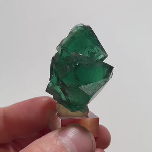 Rogerley Fluorite – Dramatic Stacked Cubic Crystals with Deep Emerald Green Color – 40.05g