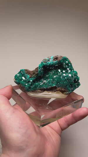 dioptase drusy crystal cluster on matrix