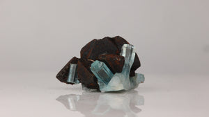 aquamarine specimen with prismatic crystals and matrix