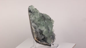 Translucent green fluorite crystals on dark matrix