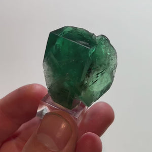Deep Green Daylight Fluorescent Rogerley Fluorite Crystal 36.12 Grams