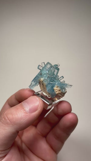 blue beryl crystal cluster on matrix Namibia