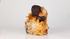 Natural quartz cluster with dark pyrite crystal formations