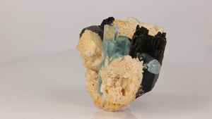 multi mineral specimen aquamarine schorl albite