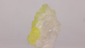53.95ct Vibrant Yellow Prehnite on a Quartz Crystal