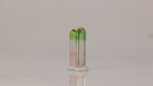 natural green to pink tourmaline crystals collector display pair