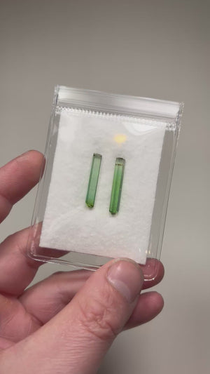 natural green tourmaline crystal pair with terminations