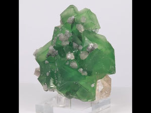 310g Vibrant Green Fluorite Crystals with Calcite