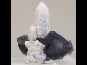 1394g Beautiful White Quartz Crystal Specimen with Fluorite