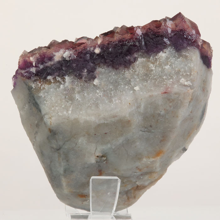 Anhui fluorite specimen with contrasting crystal and druzy textures