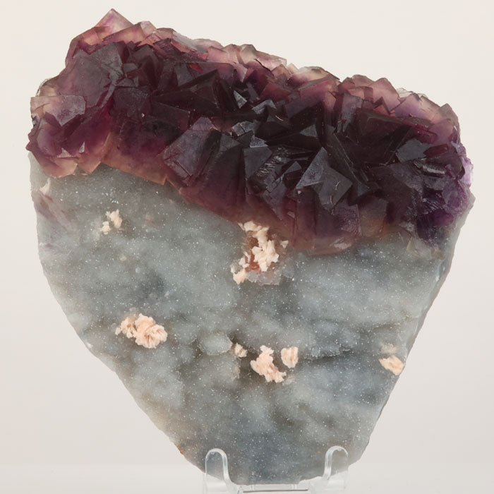 Purple fluorite crystals on druzy matrix from Anhui China