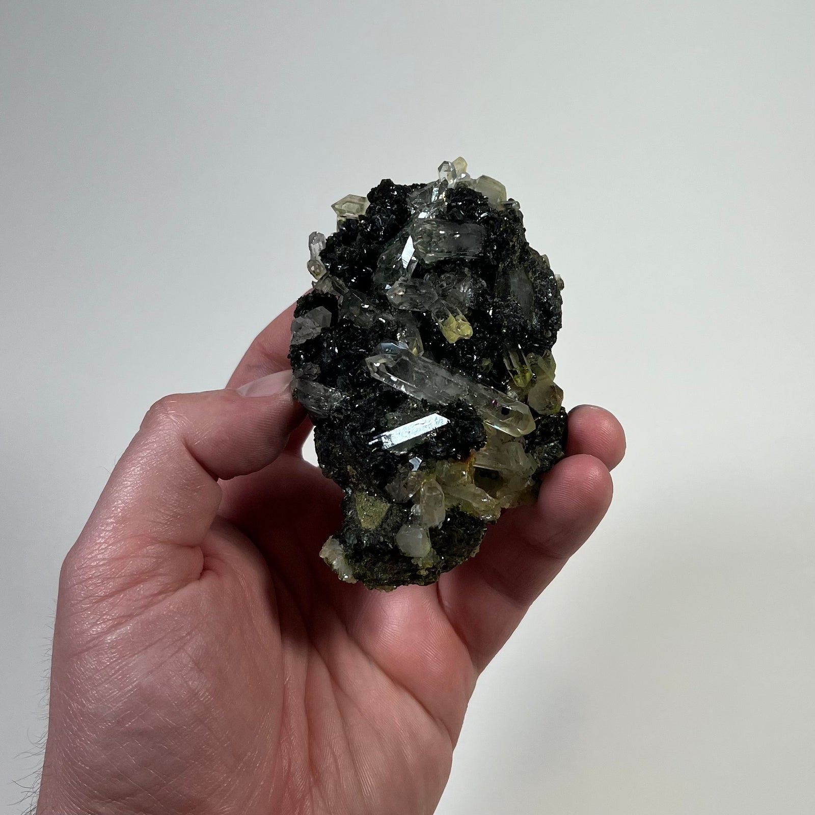Epidote and quartz crystal specimen from China