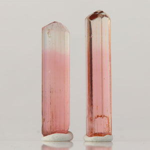 small tourmaline crystal pair soft pink tones collector display