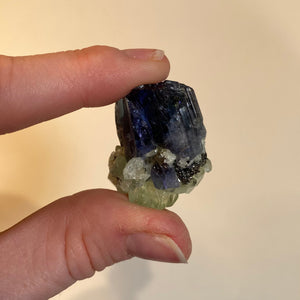 tanzanite and diopside crystal