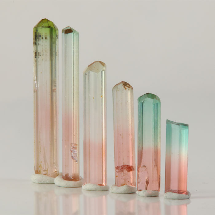 tourmaline crystal lot congo elongated crystals pink green color zoning