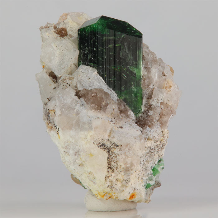 deep green chrome tourmaline prismatic crystal