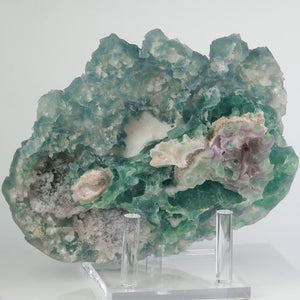 large Chinese fluorite mineral specimen with layered crystal growth