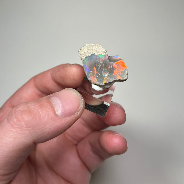 dark base Ethiopian opal with red green orange play of color