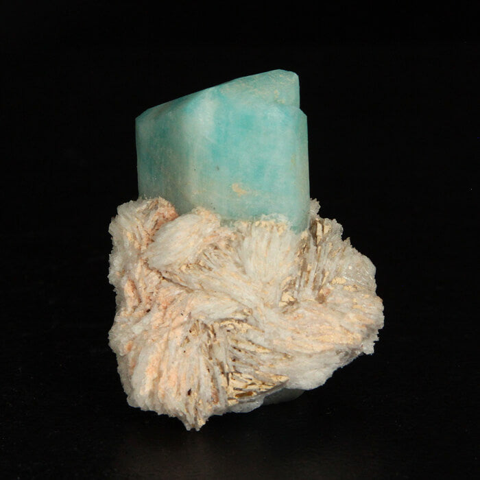Amazonite Crystal on Albite Mineral Specimen