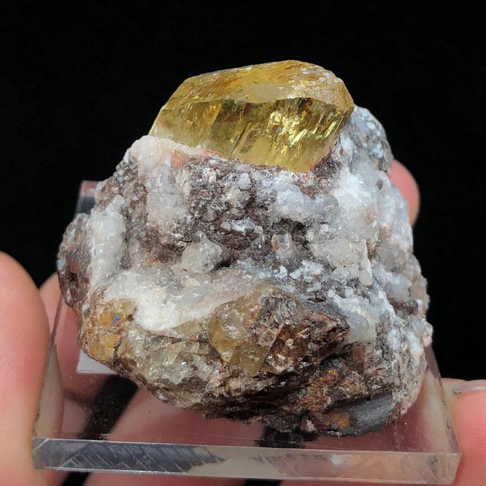 Yellow Apatite Crystal Specimen on Matrix