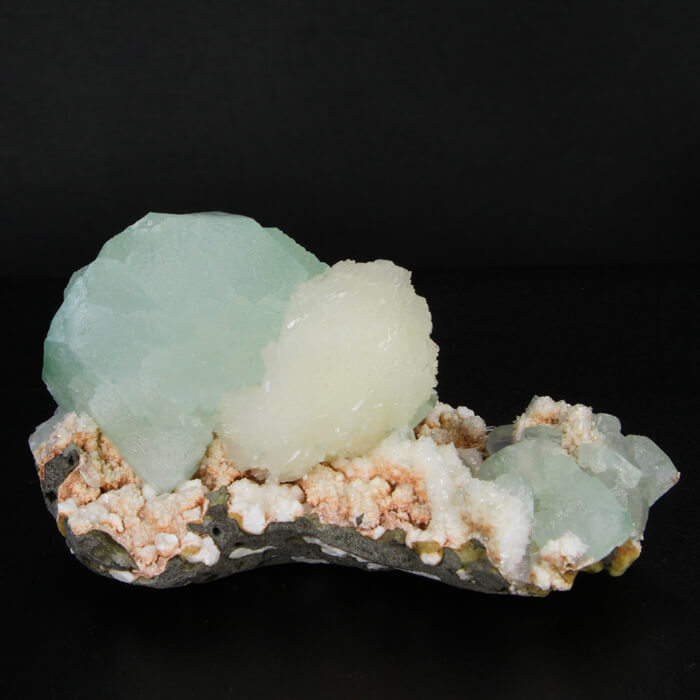 Green Apophyllite and Stilbite Mineral Specimen