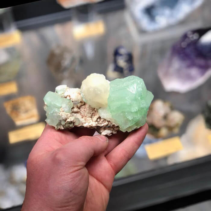 Green Apophyllite and Stilbite Mineral Specimen